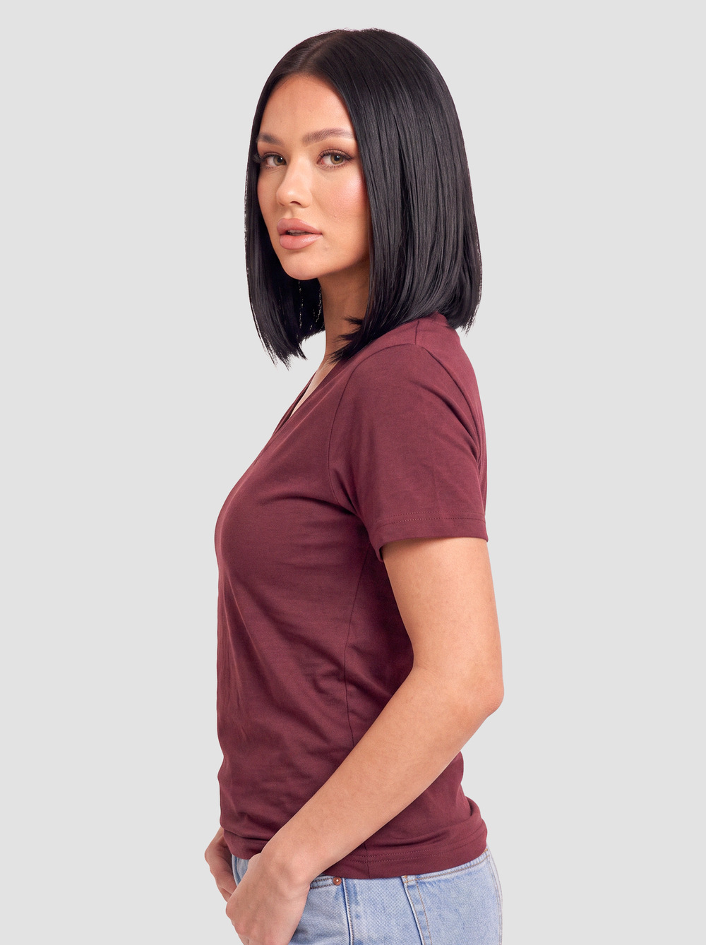 BELLA + CANVAS Unisex Heather CVC V-Neck Tee - 3005CVC thumbnail 2